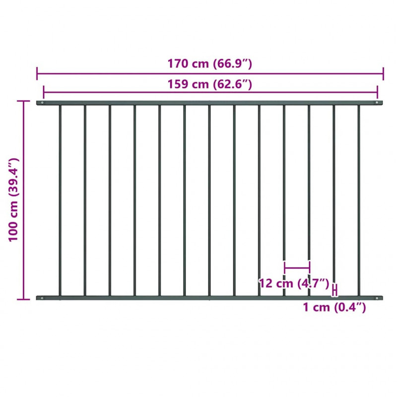Panel ogrodzeniowy Woerden stal malowana proszkowo 1,7x1 m Antracyt