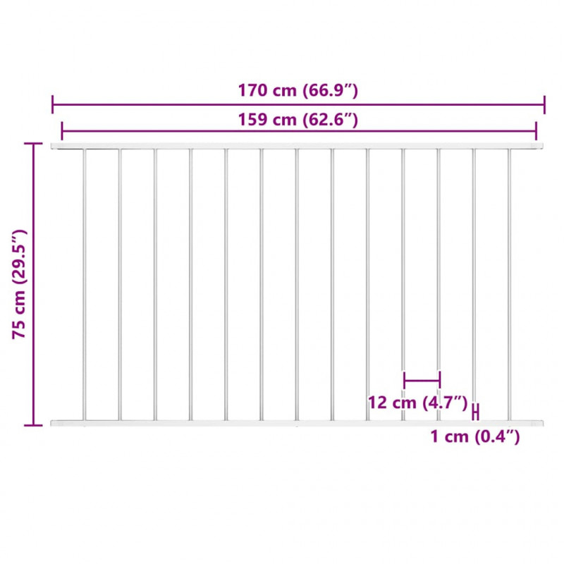 Panel ogrodzeniowy Woerden stal malowana proszkowo 1,7x0,75 m biały