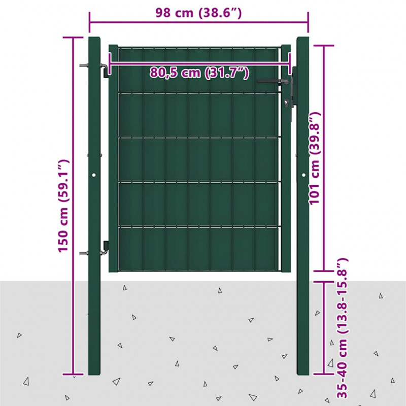 Brama ogrodzeniowa PVC i stalowa 100x100 cm zielona