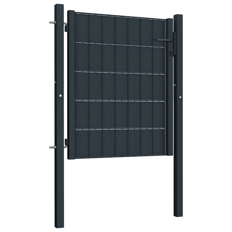 Brama ogrodzeniowa PVC i stal 100x81 cm Antracyt