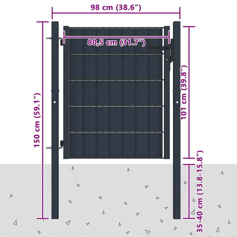 Brama ogrodzeniowa PVC i stal 100x100 cm Antracyt