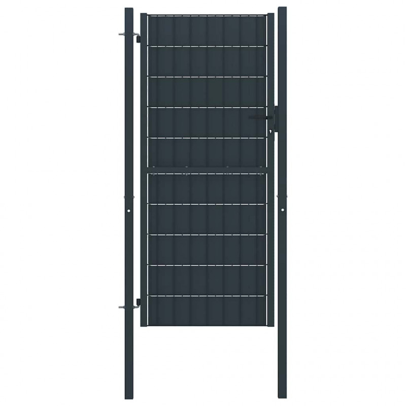 Brama ogrodzeniowa PVC i stalowa 100x164 cm Antracyt