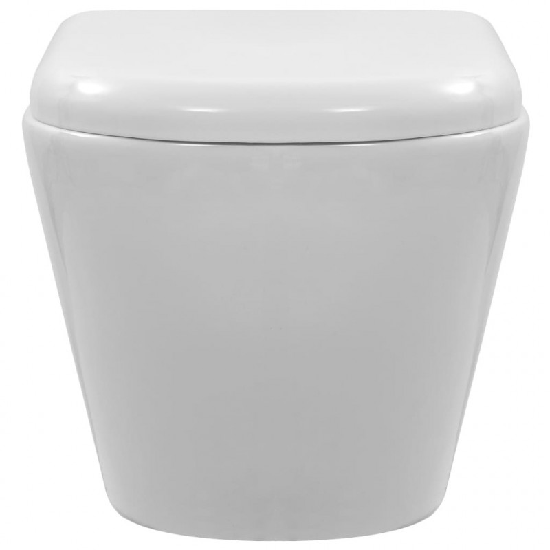 Wisząca toaleta bez kołnierza, ceramiczna, biała