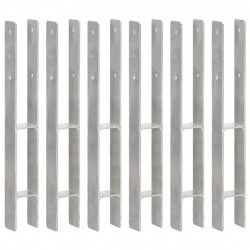 Kotwy do słupków, 6 szt., srebrne, 7 x 6 x 60 cm, stal