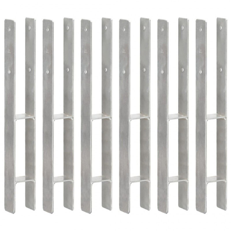 Kotwy do słupków, 6 szt., srebrne, 7 x 6 x 60 cm, stal