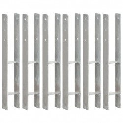 Kotwy do słupków, 6 szt., srebrne, 8 x 6 x 60 cm, stal