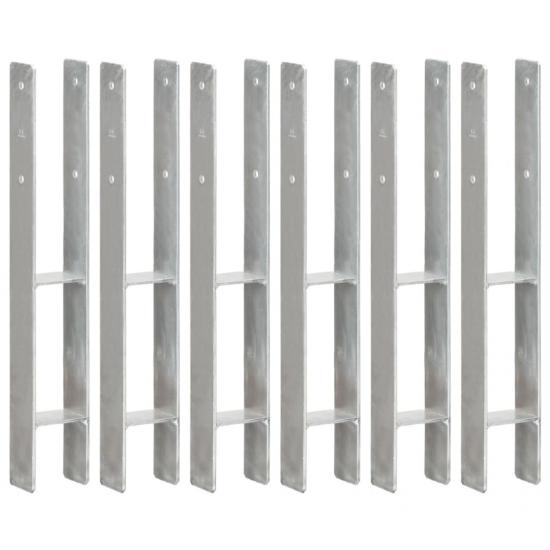 Kotwy do słupków, 6 szt., srebrne, 8 x 6 x 60 cm, stal