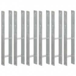 Kotwy do słupków, 6 szt., srebrne, 9x6x60 cm, stal
