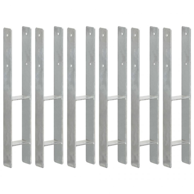 Kotwy do słupków, 6 szt., srebrne, 9x6x60 cm, stal