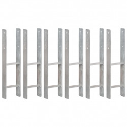 Kotwy do słupków, 6 szt., srebrne, 14 x 6 x 60 cm, stal