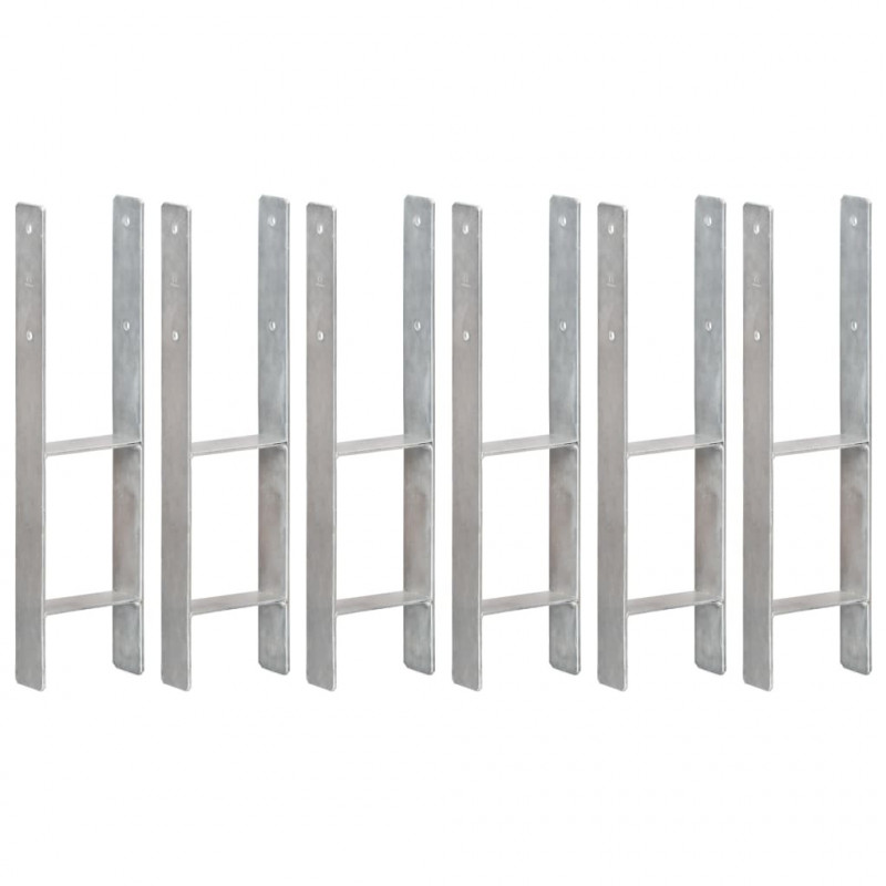 Kotwy do słupków, 6 szt., srebrne, 14 x 6 x 60 cm, stal