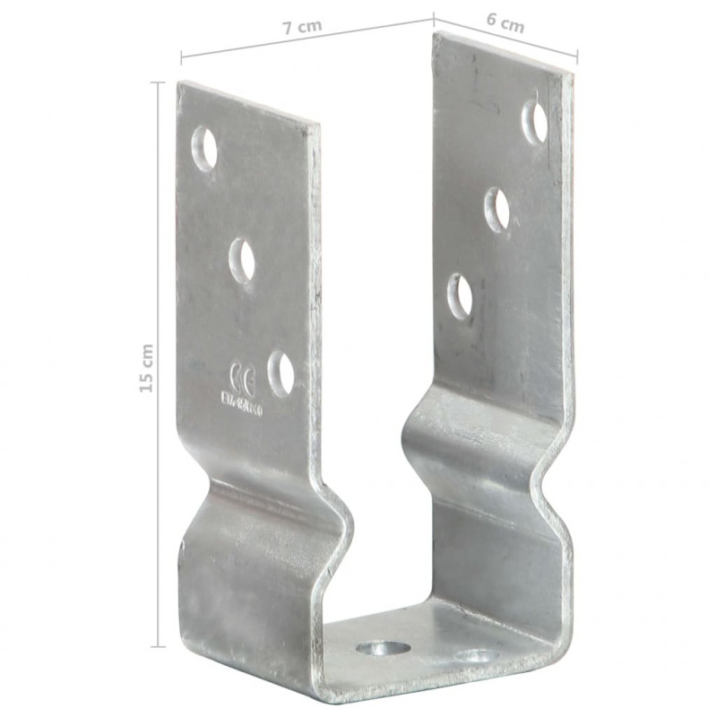 Kotwy do słupków, 6 szt., srebrne, 7 x 6 x 15 cm, stal