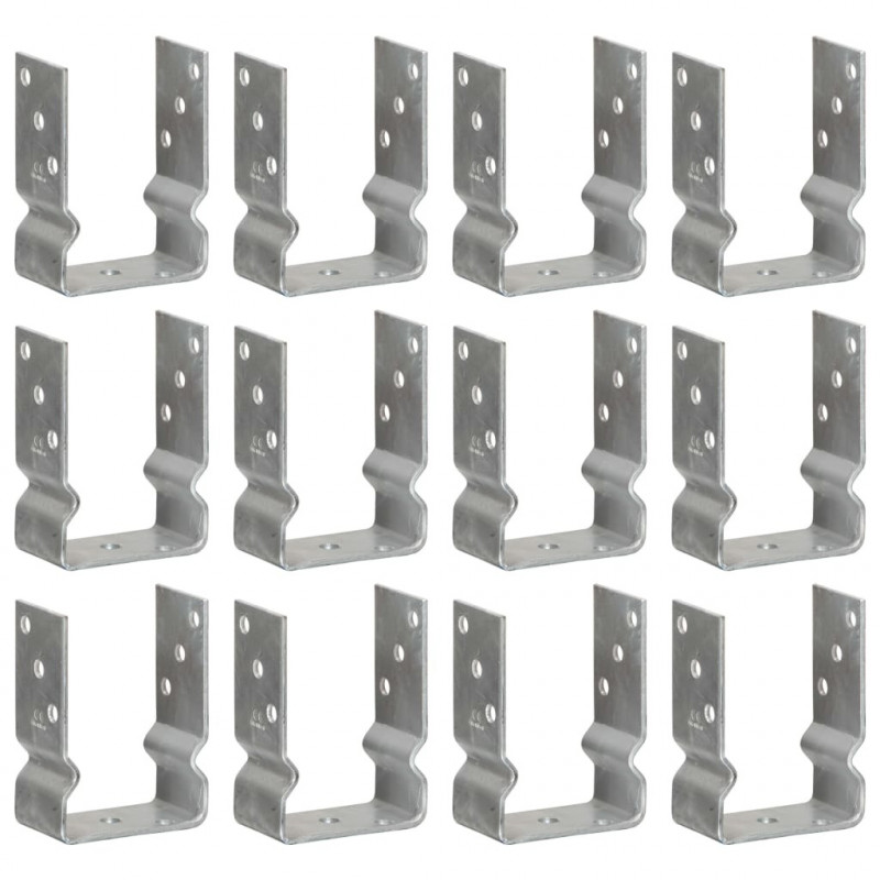 Kotwy do słupków, 12 szt., srebrne, 10x6x15 cm, stal