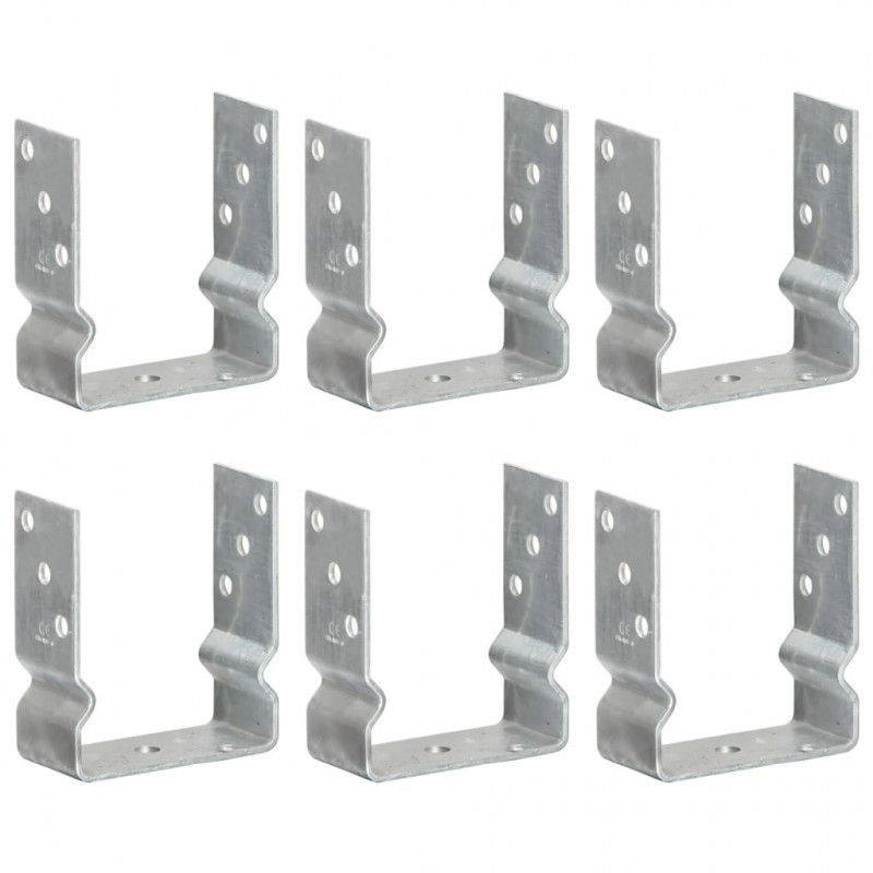 Kotwy do słupków, 6 szt., srebrne, 12 x 6 x 15 cm, stal