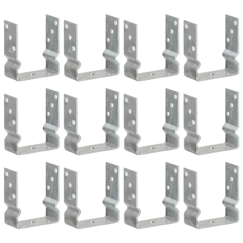 Kotwy do słupków, 12 szt., srebrne, 12x6x15 cm, stal