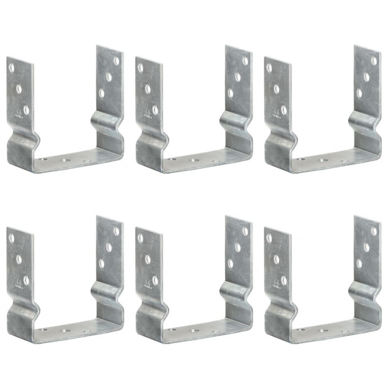 Kotwy do słupków, 6 szt., srebrne, 14 x 6 x 15 cm, stal