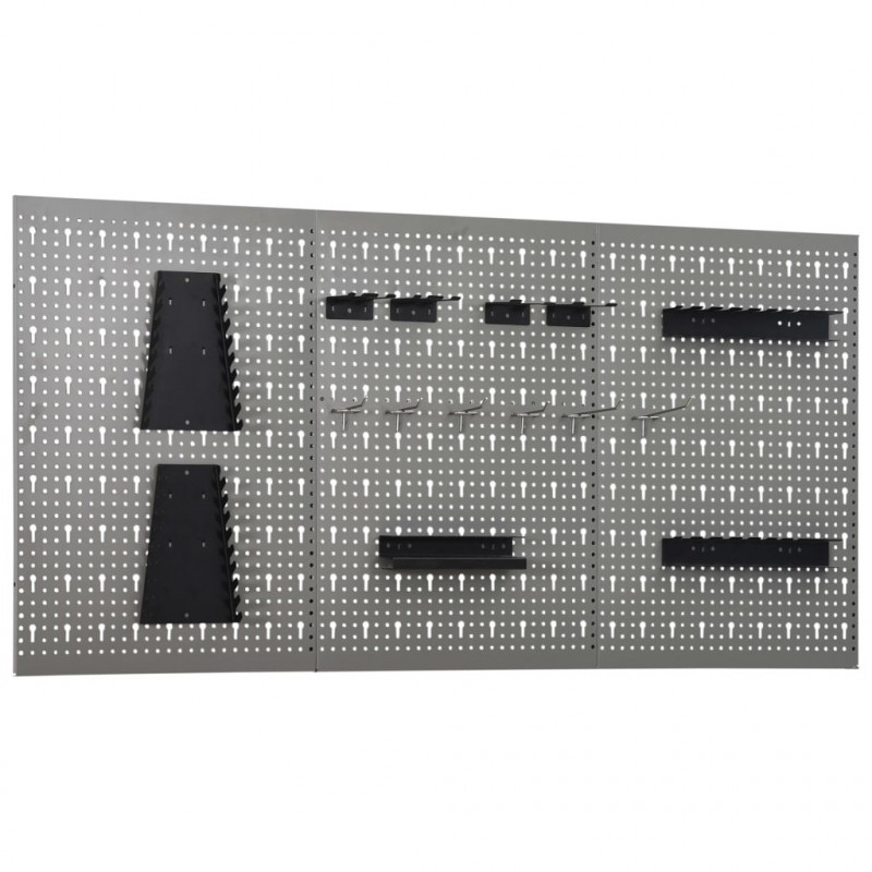 Ścienne płyty perforowane, 3 szt., 40x58 cm, stal