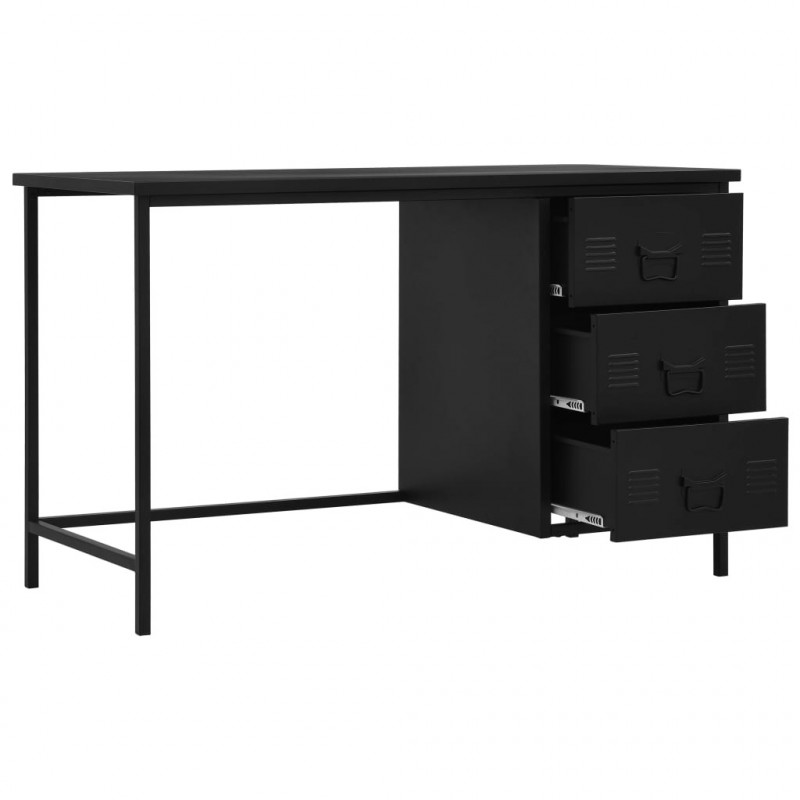 Biurko w stylu industrialnym, czarne, 120 x 55 x 75 cm, stal