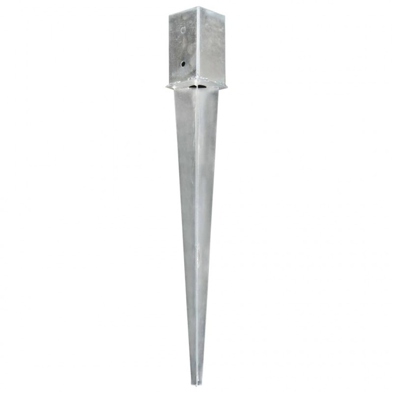 Kołki gruntowe, 6 szt., srebrne, 8x8x76 cm, stal galwanizowana