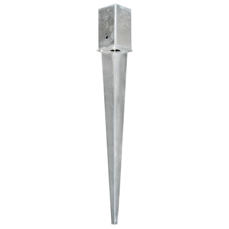 Kołki gruntowe, 12 szt., srebrne, 8x8x76 cm, stal galwanizowana