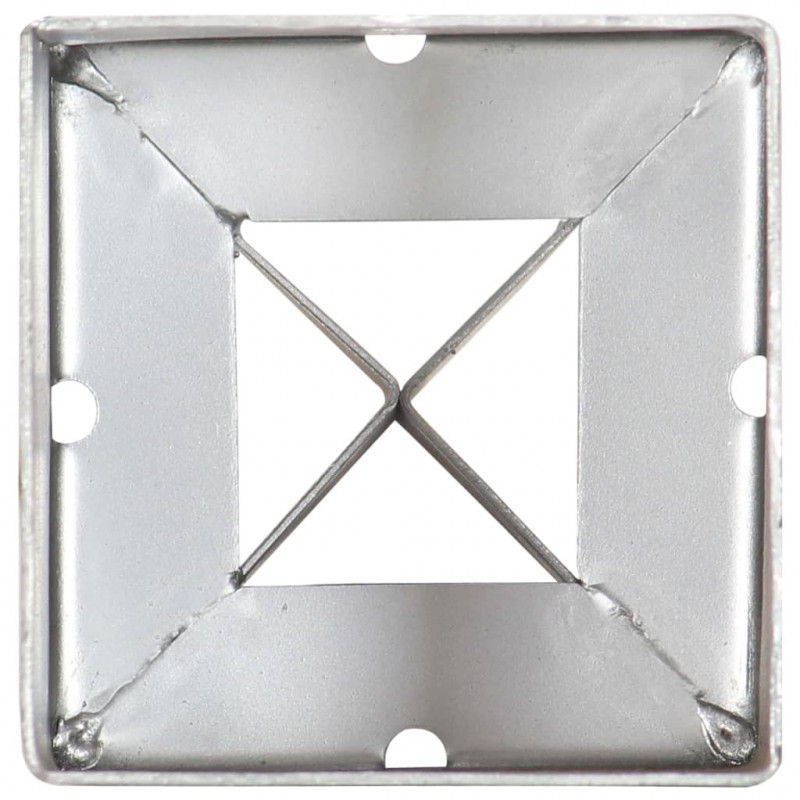 Kołki gruntowe, 6 szt., srebrne, 9x9x75 cm, stal galwanizowana