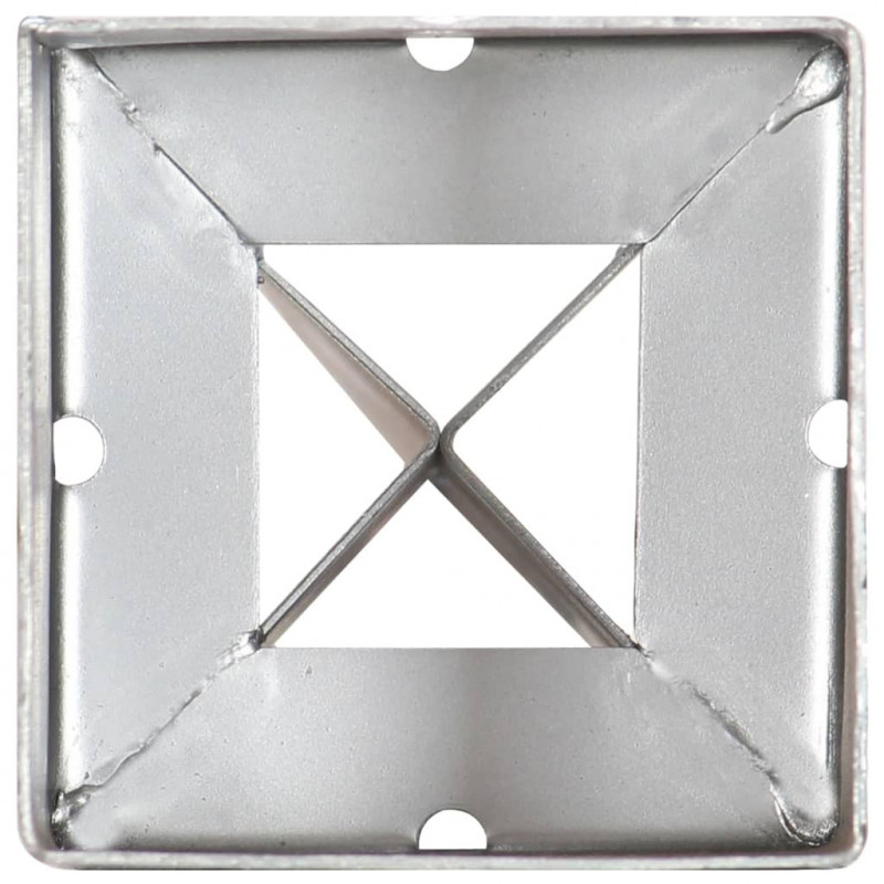 Kołki gruntowe, 2 szt., srebrne, 9x9x90 cm, stal galwanizowana