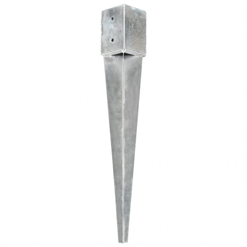 Kołki gruntowe, 2 szt., srebrne, 10x10x76 cm, stal