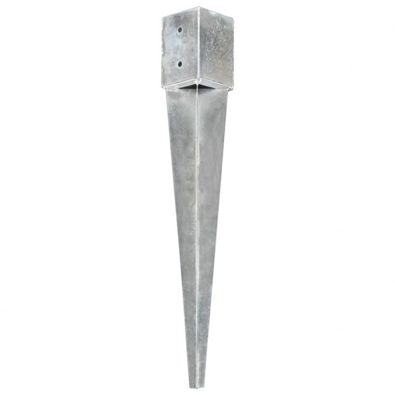 Kołki gruntowe, 12 szt., srebrne, 10x10x76 cm, stal