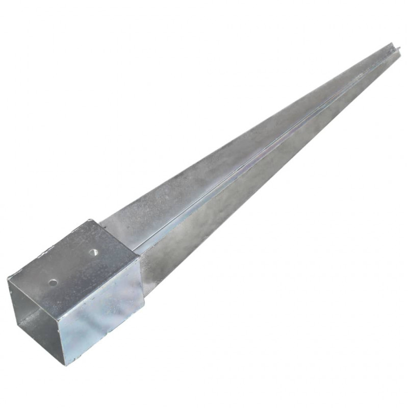 Kołki gruntowe, 12 szt., srebrne, 10x10x76 cm, stal