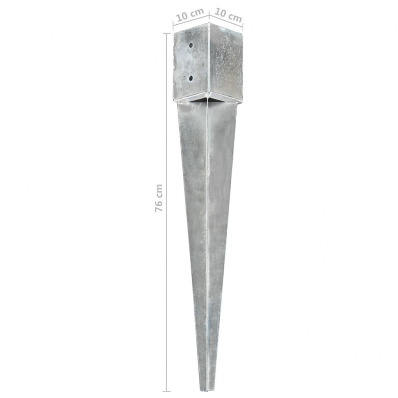 Kołki gruntowe, 12 szt., srebrne, 10x10x76 cm, stal