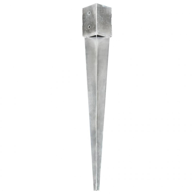 Kołki gruntowe, 2 szt., srebrne, 10x10x91 cm, stal
