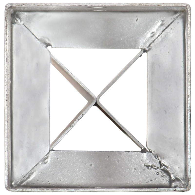 Kołki gruntowe, 2 szt., srebrne, 10x10x91 cm, stal