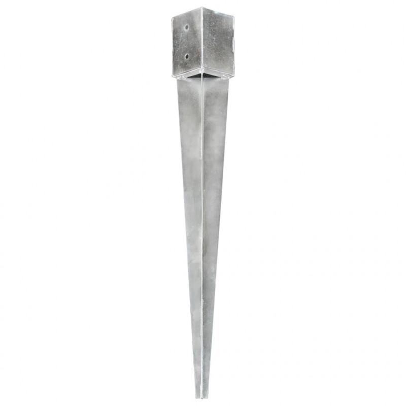 Kołki gruntowe, 2 szt., srebrne, 12x12x89 cm, stal