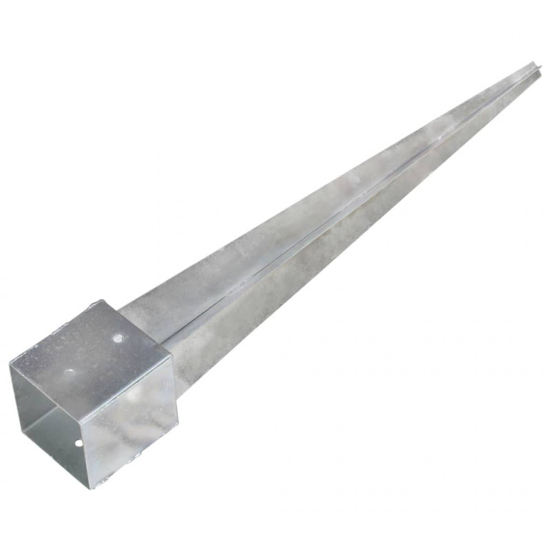 Kołki gruntowe, 2 szt., srebrne, 12x12x89 cm, stal