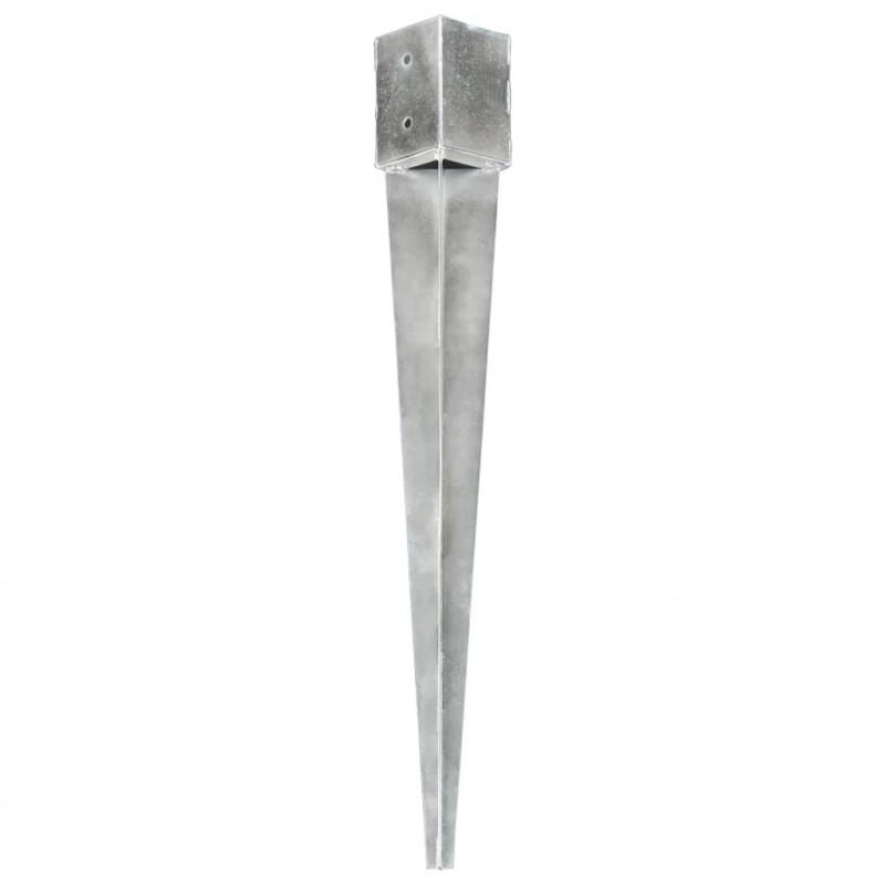 Kołki gruntowe, 6 szt., srebrne, 12x12x89 cm, stal