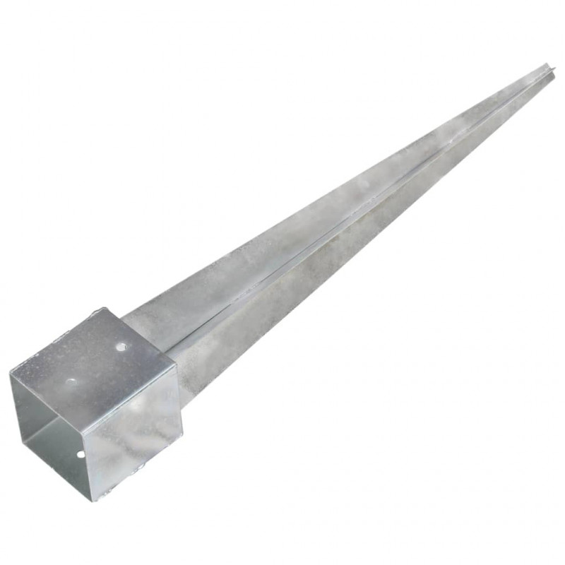 Kołki gruntowe, 6 szt., srebrne, 12x12x89 cm, stal