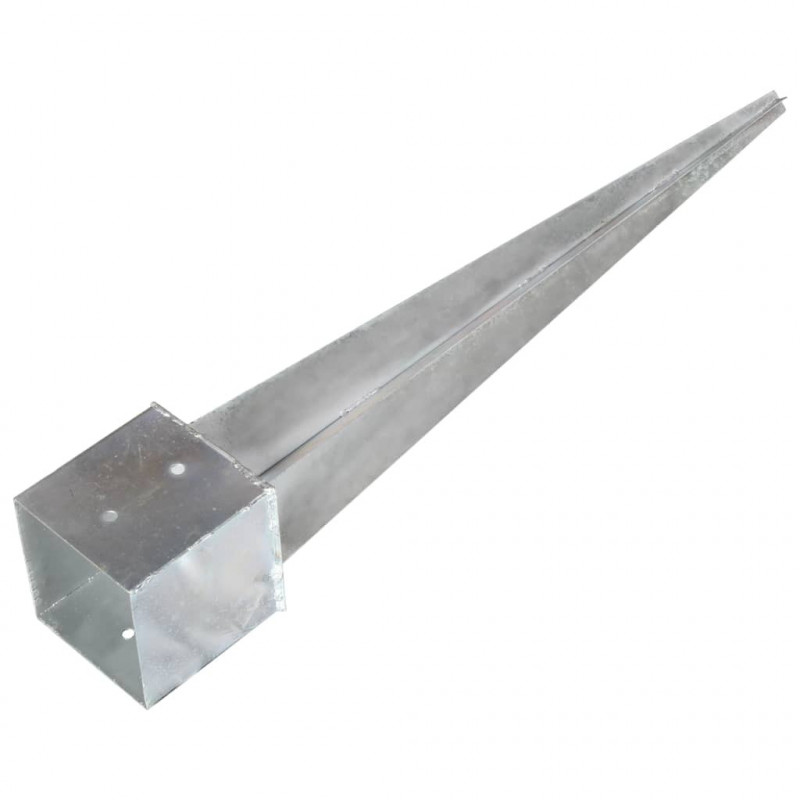 Kołki gruntowe, 2 szt., srebrne, 14x14x91 cm, stal