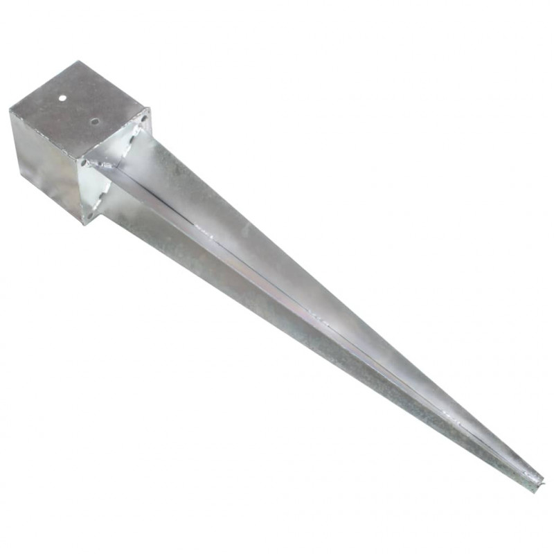 Kołki gruntowe, 2 szt., srebrne, 14x14x91 cm, stal