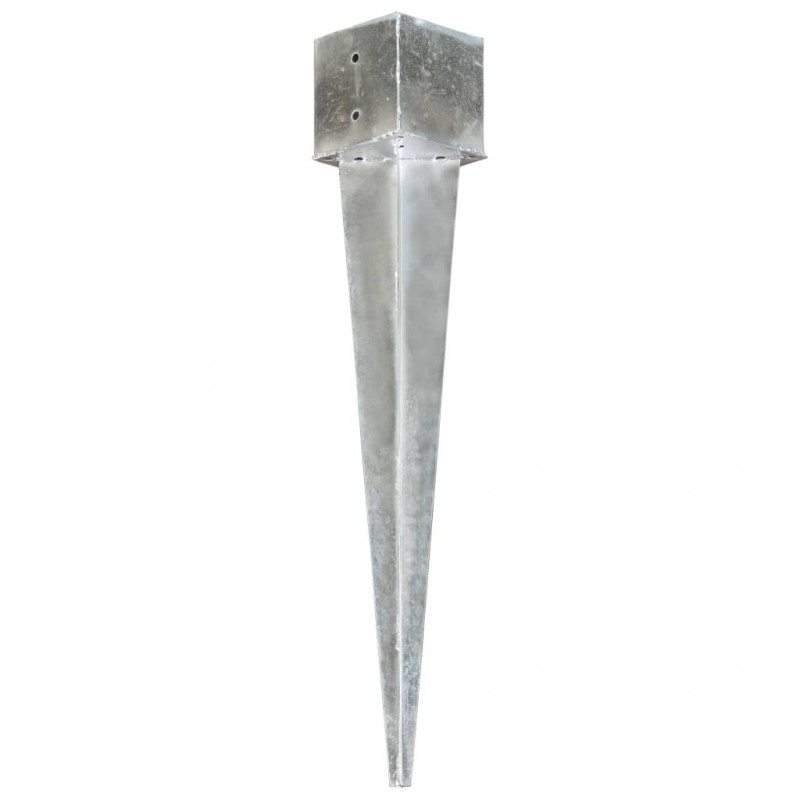 Kołki gruntowe, 6 szt., srebrne, 14x14x91 cm, stal