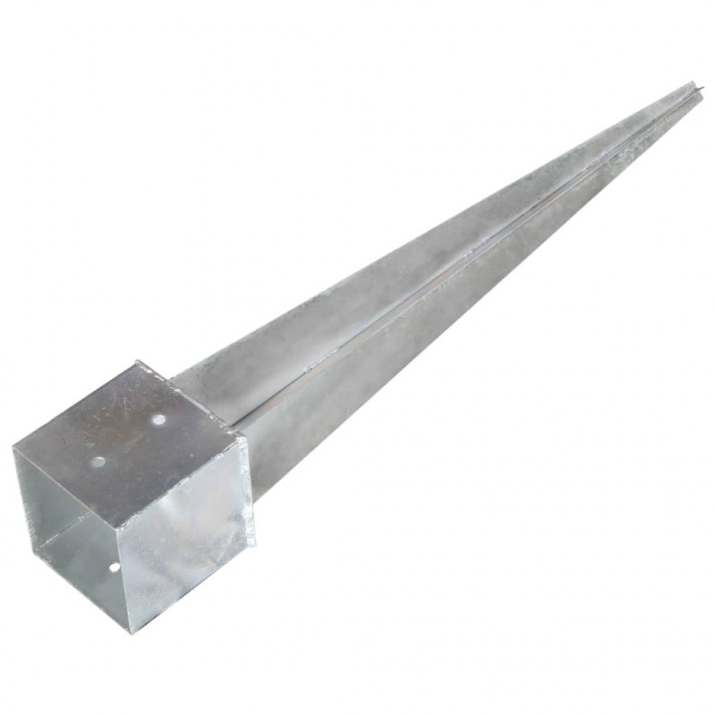 Kołki gruntowe, 6 szt., srebrne, 14x14x91 cm, stal