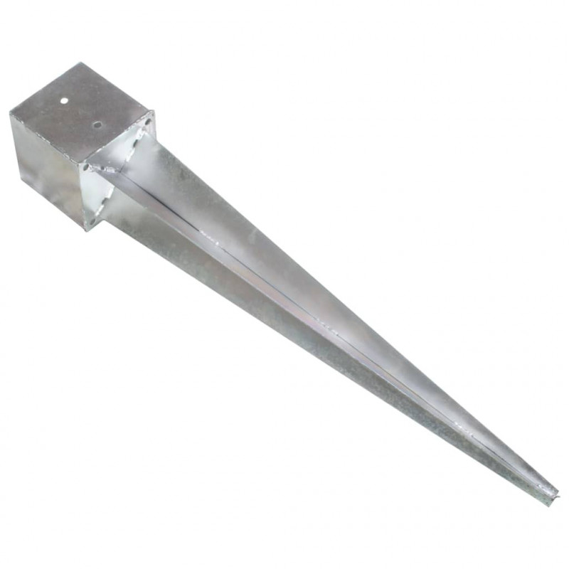 Kołki gruntowe, 6 szt., srebrne, 14x14x91 cm, stal