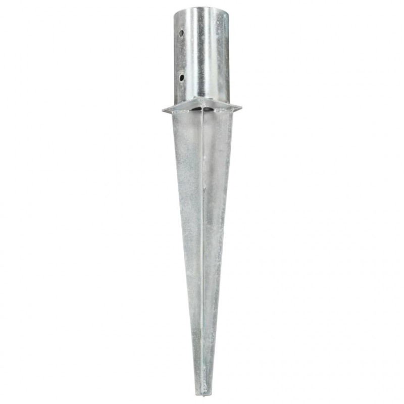 Kołki gruntowe, 6 szt., srebrne, 8x61 cm, stal galwanizowana