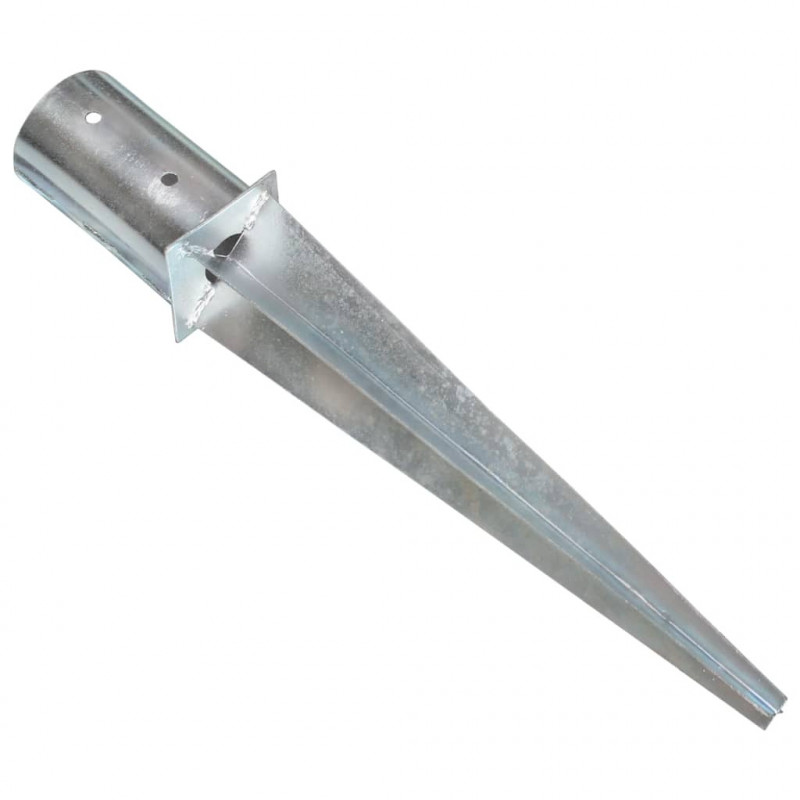 Kołki gruntowe, 6 szt., srebrne, 8x61 cm, stal galwanizowana