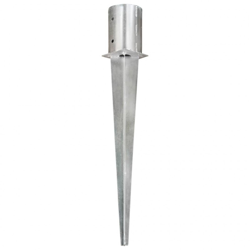 Kołki gruntowe, 2 szt., srebrne, 10x76 cm, stal galwanizowana