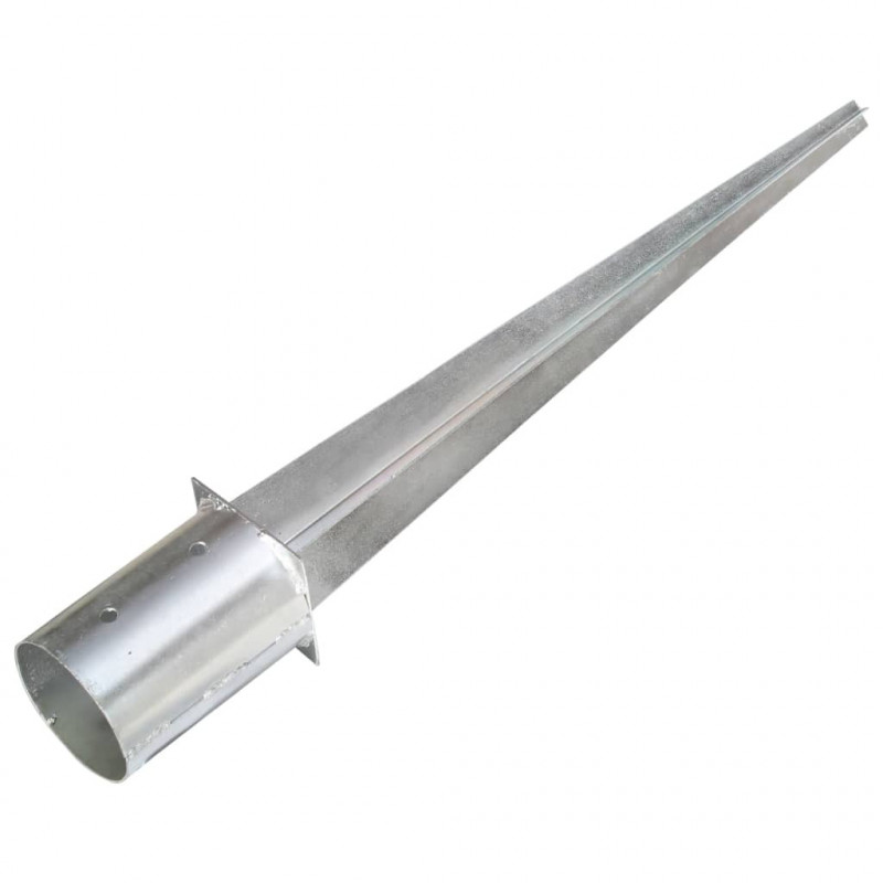 Kołki gruntowe, 2 szt., srebrne, 10x76 cm, stal galwanizowana