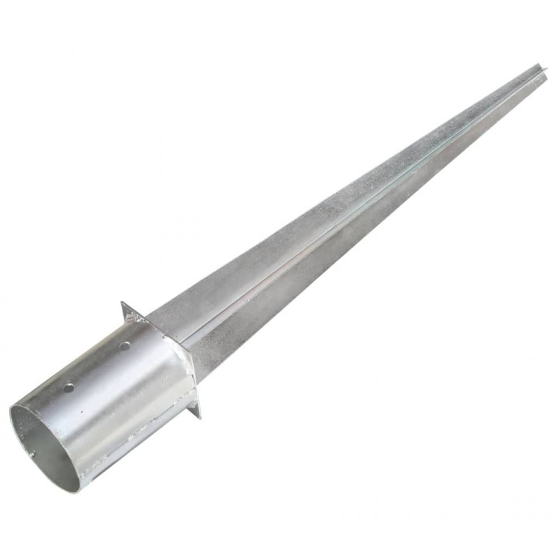 Kołki gruntowe, 6 szt., srebrne, 10x76 cm, stal galwanizowana