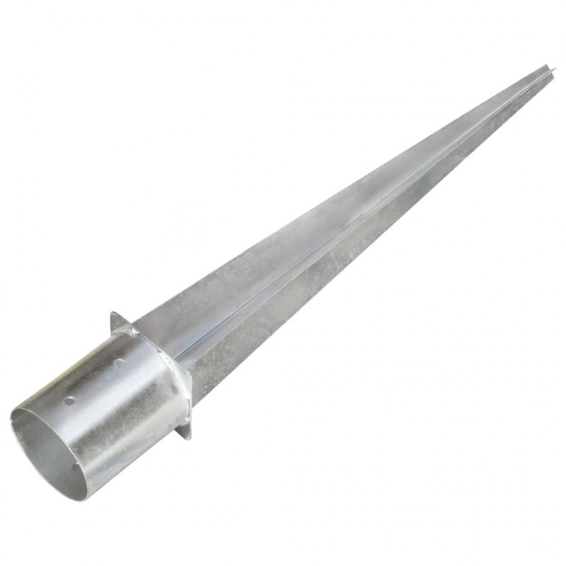 Kołki gruntowe, 2 szt., srebrne, 12 x 91 cm, stal galwanizowana