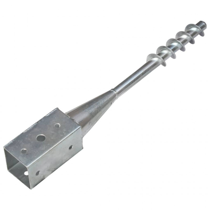 Kołki gruntowe, 2 szt., srebrne, 7x7x56 cm, stal galwanizowana