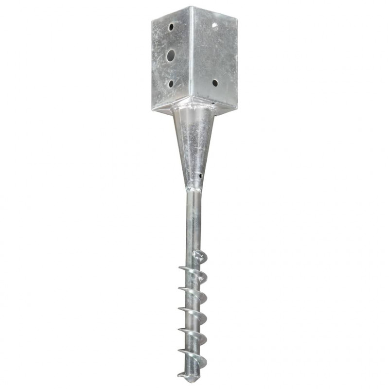 Kołki gruntowe, 6 szt., srebrne, 9x9x56 cm, stal galwanizowana