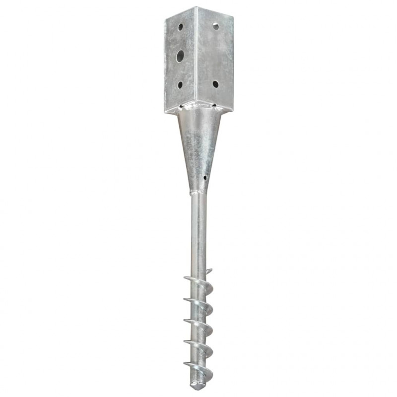 Kołki gruntowe, 2 szt., srebrne, 10x10x57 cm, stal